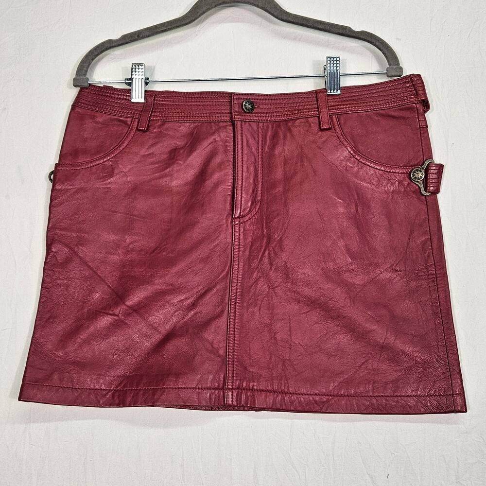 Vintage Thalia Sodi Skirt Womens Size 11/12 Red Leather Mini